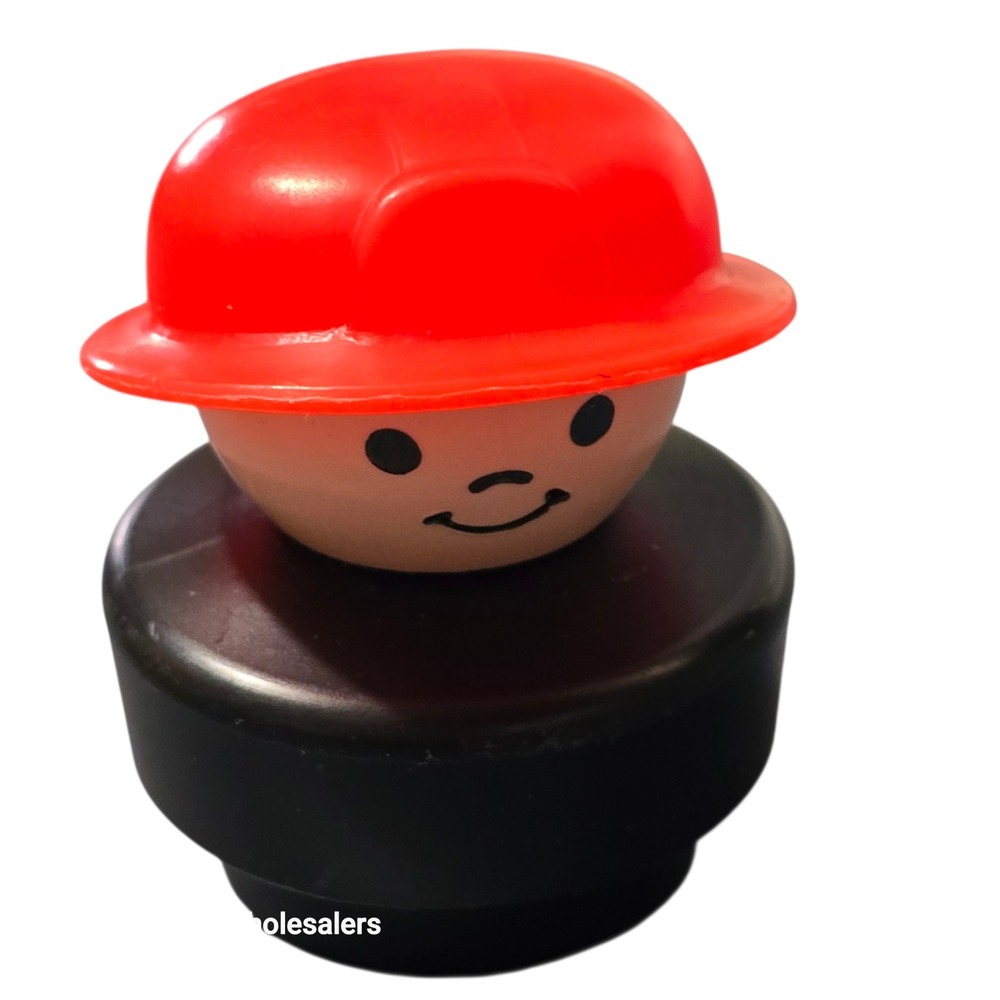 Vintage Fisher‎ Price Little People Red Chunky Construction Worker Figure 1990